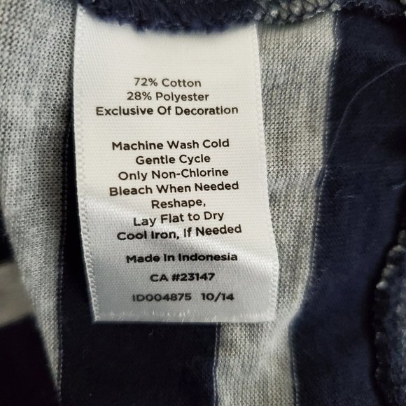 Talbots Womens Blue Striped Top Size M Hooded Kangaroo Pocket Athleisure Active - Picture 4 of 8